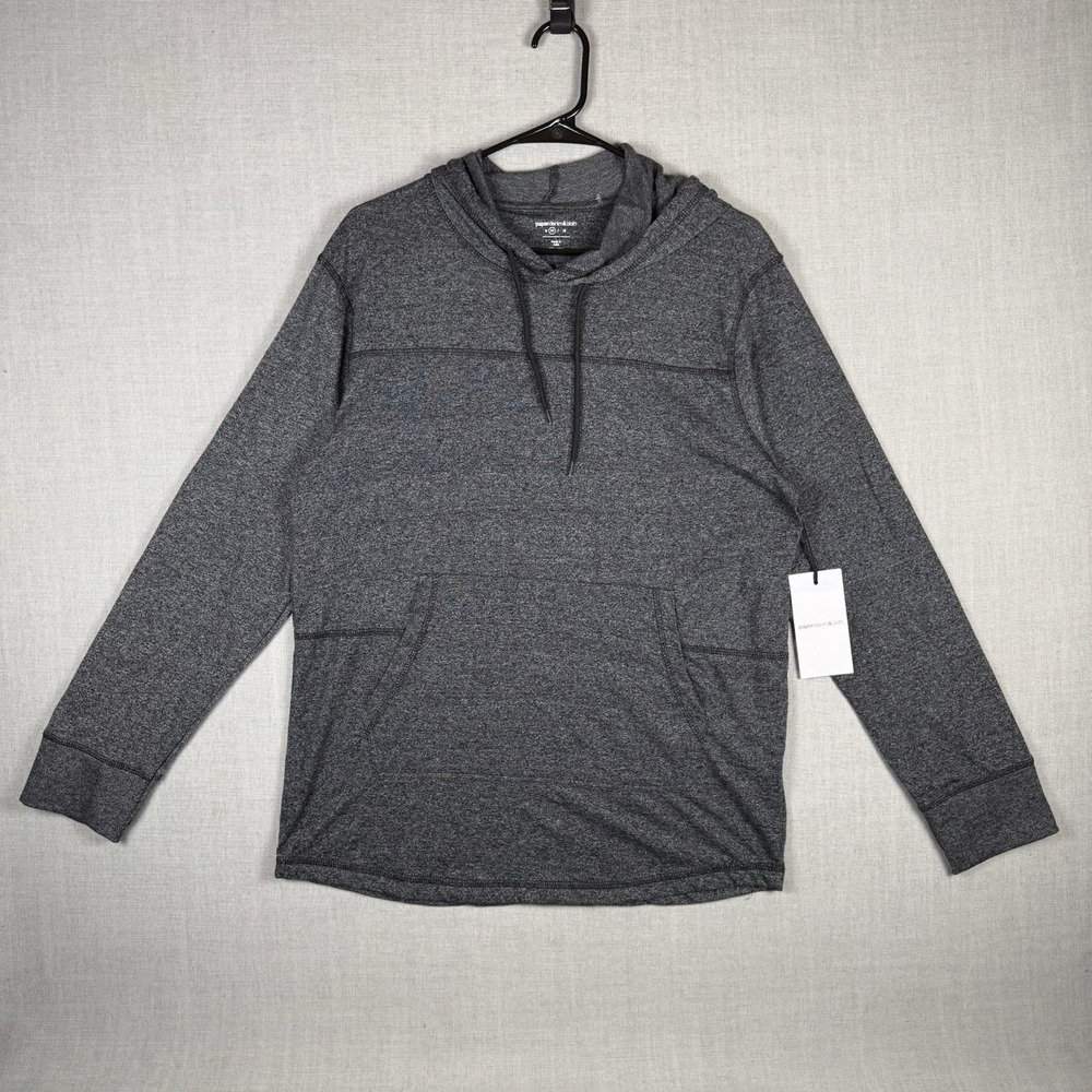 Paper Denim & Cloth Hoodie Mens Size Medium Charcoal Heather Lightweight NWT